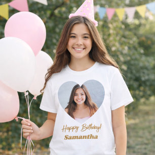 Foto Herz Name Geburtstag T-Shirt