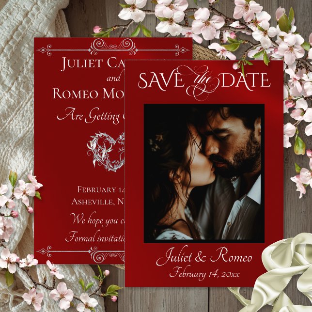 Foto & Herz rettet das Datum auf Rot Save The Date (Von Creator hochgeladen)