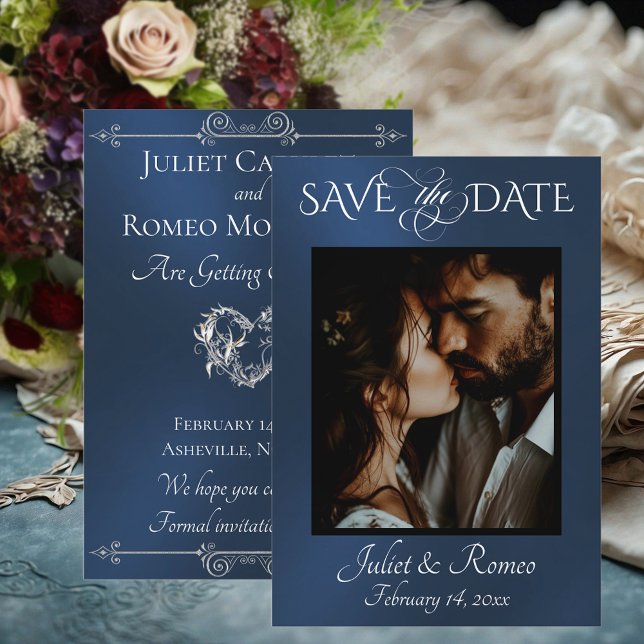 Foto & Herz Save-the-Date auf Blau Save The Date (Von Creator hochgeladen)