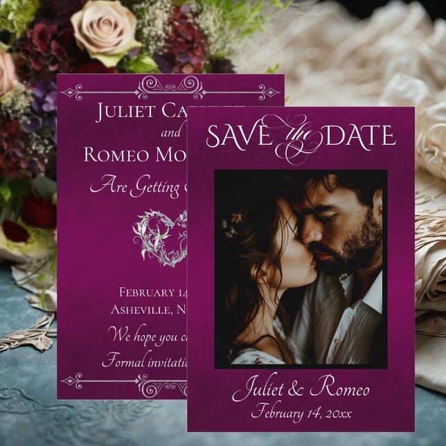 Foto & Herz Save-the-Date auf Pflaume Save The Date (Von Creator hochgeladen)