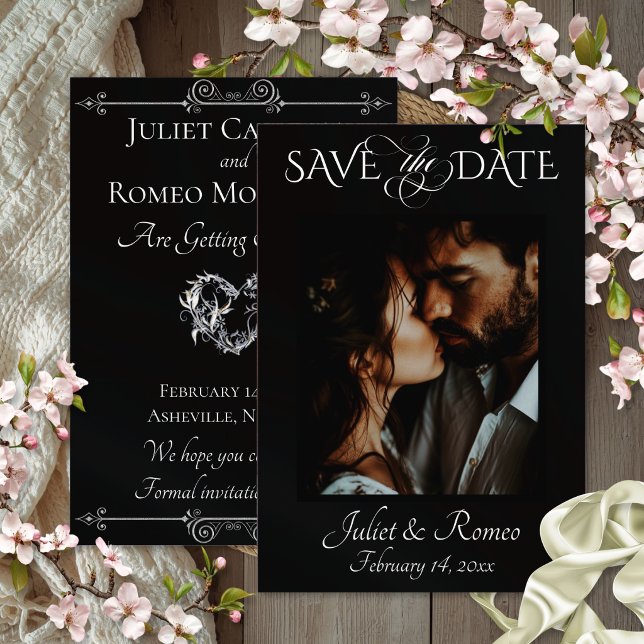 Foto & Herz Save the Date auf Schwarz (Von Creator hochgeladen)