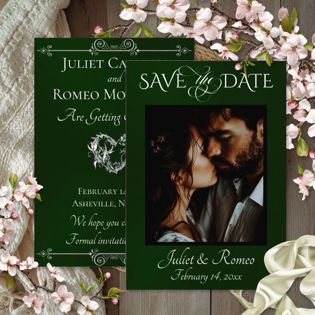 Foto & Herz Save-the-Date auf Smaragdgrün Save The Date (Von Creator hochgeladen)