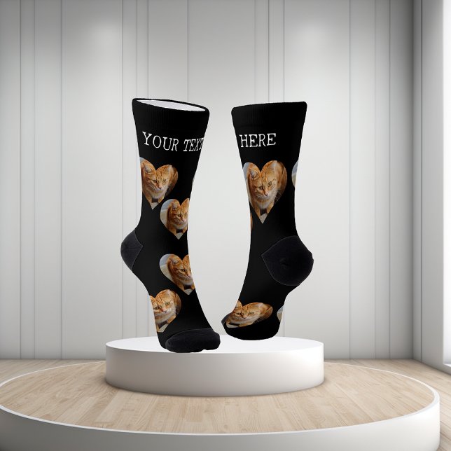Foto Herzkranz Katze Familie Personalisiert Socken (Von Creator hochgeladen)