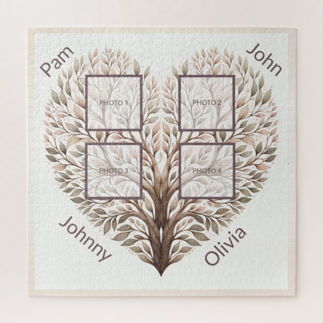 Foto Herzpuzzle Vier Fotos hinzufügen Puzzle (Vertikal)