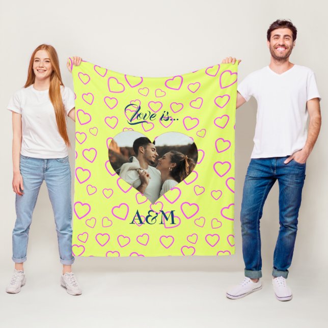 Foto-Herzvorlage | Gelb und Rosa Fleecedecke (Beispiel)