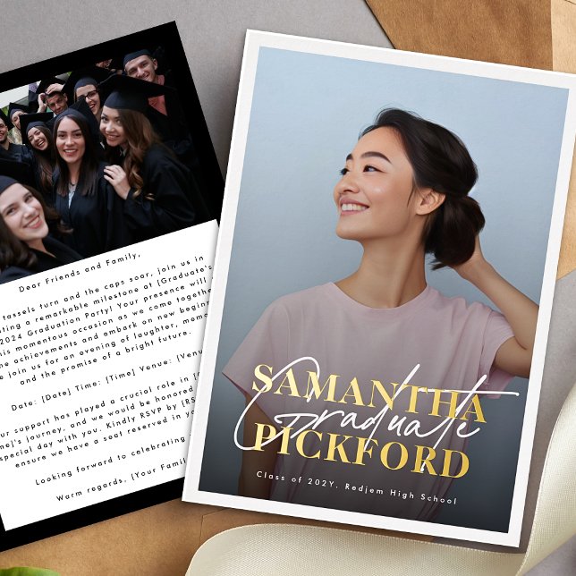 Foto High School Gold Names Graduation Party Folieneinladung (Von Creator hochgeladen)