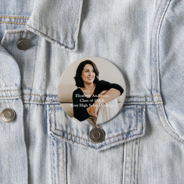 Foto High School Uni Wiedersehen Personalisiert Button (Beispiel)