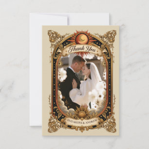 Foto Himmlische Art Nouveau Hochzeit Dankeskarte