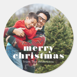 Foto Hintergrund Frohe Weihnachten Runder Aufkleber