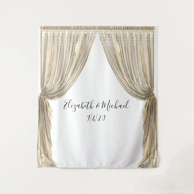 Foto Hintergrund Hochzeit Eleganter Gelber Goldvor Wandteppich (Vorderseite)