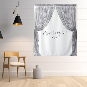 Foto Hintergrund Hochzeit Eleganter Silbervorhang Wandteppich