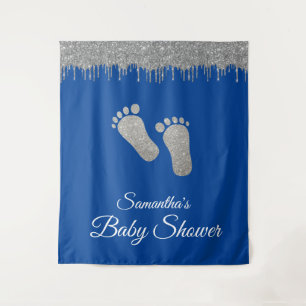 Foto Hintergrund Kinderdusche Feed Silver Glitzer Wandteppich
