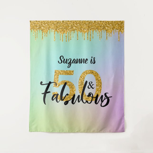 Foto Hintergrund Stand 50 und fabelhaftes Party Go Wandteppich (Vorderseite)