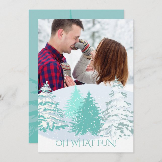 FOTO HINZUFÜGEN - FARBweihnachtsbäume verändern Einladung (Vorne/Hinten)