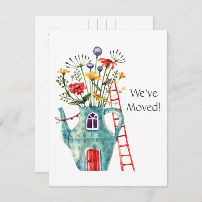 Foto hinzufügen, wir haben verschoben, whimsical P Postkarte (Vorne/Hinten)