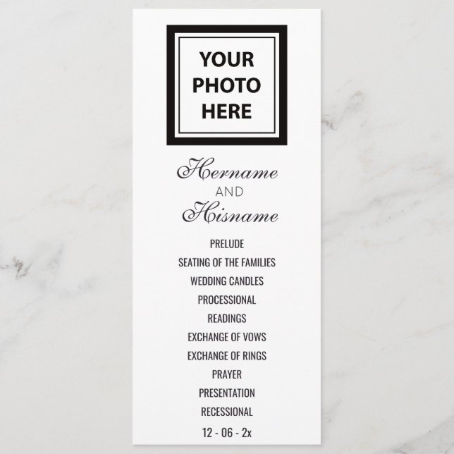 Foto hochladen und Text hinzufügen - Hochzeitsfeie Programm (Vorderseite)