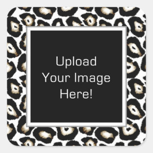 Foto Hochladen von Snow Leopard Frame Stickern Quadratischer Aufkleber