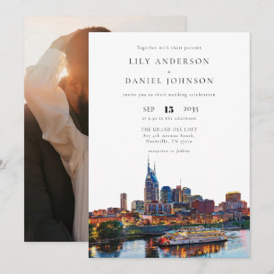 Foto-Hochzeit am Nashville Riverfront Einladung