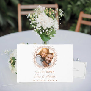 Foto-Hochzeit aus Rosengold Gästebuch
