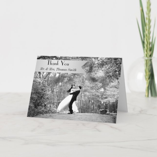 Foto-Hochzeit danken Ihnen zu kardieren Dankeskarte (Vorderseite)