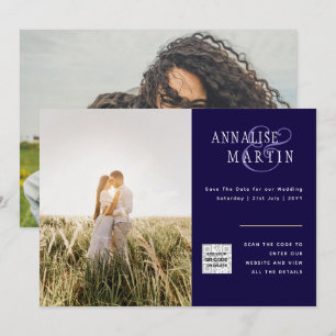 FOTO Hochzeit Einladung BLAU Rett Dates