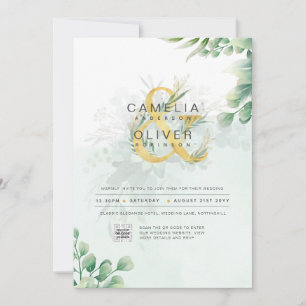 Foto Hochzeit Einladung botanische Vegetation Gold