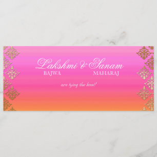 Foto Hochzeit Einladung Indianerpink Orange Gold