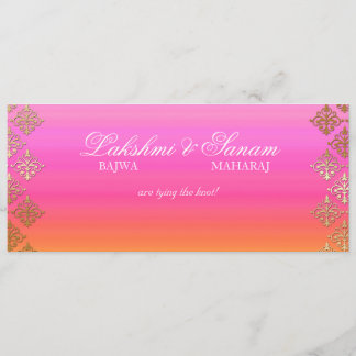 Foto Hochzeit Einladung Indianerpink Orange Gold