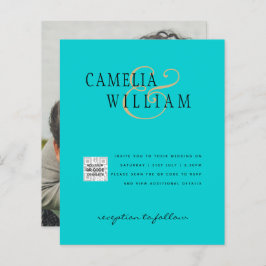 Foto Hochzeit Einladung QRCode UAWG Aquamarin Blue