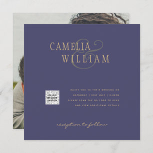 Foto Hochzeit Einladung QRCode UAWG Dark Lila