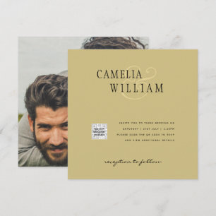 Foto Hochzeit Einladung QRCode UAWG Gold Gelb