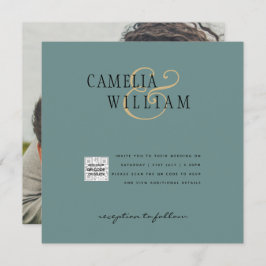 Foto Hochzeit Einladung QRCode UAWG Sage Green