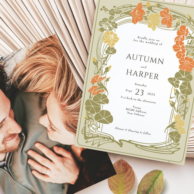 Foto Hochzeit Elegante Blumenzwerge Einladung (Von Creator hochgeladen)