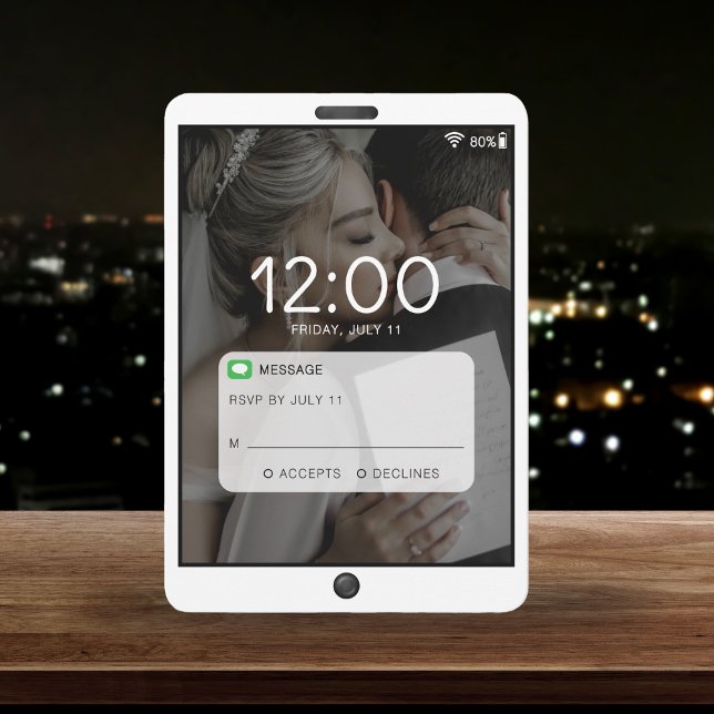 Foto-Hochzeit für Handys RSVP Karte (Cell Phone Lock Screen Photo Wedding RSVP Card
)