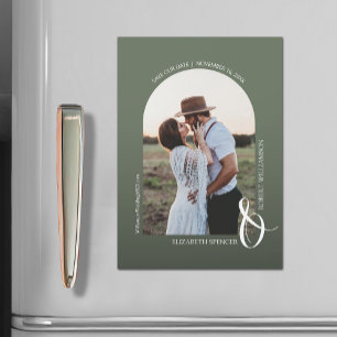 Foto Hochzeit Green Save the Date Magnetkarte