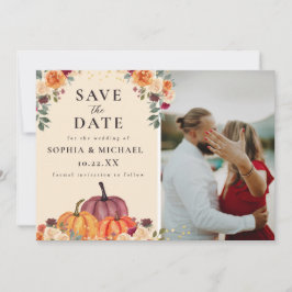 Foto-Hochzeit im Herbst: Aquarellfarben Floral Pum Save The Date