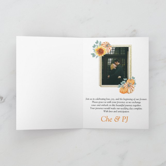 Foto Hochzeit im Herbst Einladung (Innenseite)