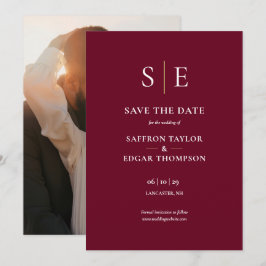 Foto-Hochzeit in Burgund und Gold Save The Date
