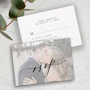 Foto Hochzeit Kalligraphie Drehbuch modern RSVP Karte