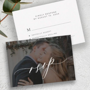 Foto Hochzeit Kalligraphie Drehbuch modern RSVP Karte