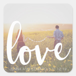 Foto Hochzeit Liebe Erste Ehe Quadratischer Aufkleber