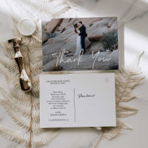 Foto Hochzeit mit Handschrift Danke Postcard