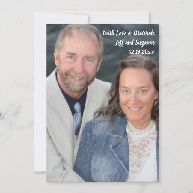 Foto-Hochzeit mit Haushaltshandschrift Vielen Dank Dankeskarte (Vorderseite)