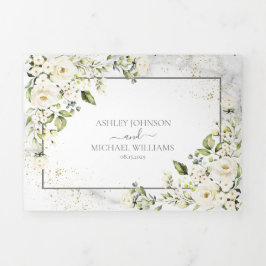 Foto Hochzeit mit hellgrauem, weißem, blumenfarben Dreifach Gefaltete Einladung