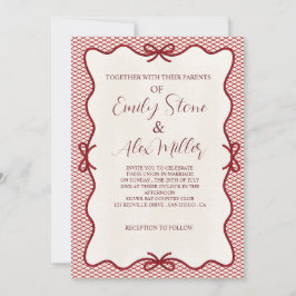 Foto Hochzeit mit Rot und Creme Einladung