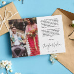 Foto Hochzeit per Hand schreiben Vielen Dank Dankeskarte<br><div class="desc">Romantische Hochzeitskarte mit zwei Fotos gedruckt,  ein kleineres auf der einen und ein größeres auf der anderen Seite. Vielen Dank in einem modernen Handschrift-Skript,  auch Ihre Namen,  mit einem gedruckten Dankeschön Text oben.</div>