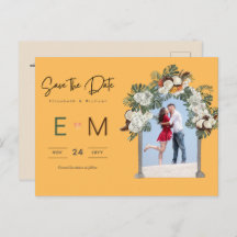 Foto Hochzeit Save the Date Yellow Tropical Floral