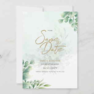 FOTO Hochzeit speichern das Datum Rustikal grün Einladung