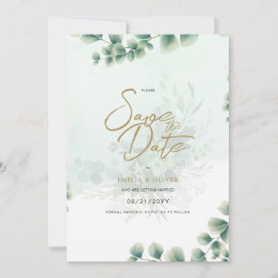 FOTO Hochzeit speichern das Datum Rustikal grün Einladung