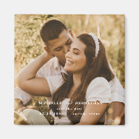 Foto Hochzeit Speichern Sie das Date Square Magnet